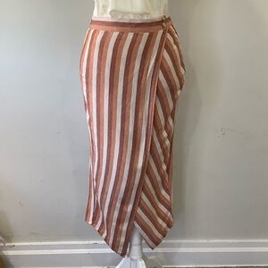 Madewell Coral and Cream Striped Maxi Skirt - Size Small